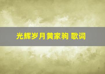 光辉岁月黄家驹 歌词